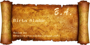 Birta Aladár névjegykártya